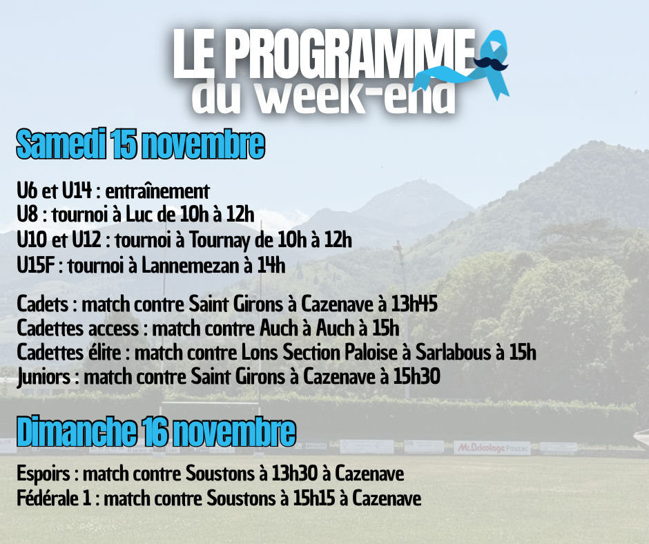 Programme du week_end Ecode de Rugby