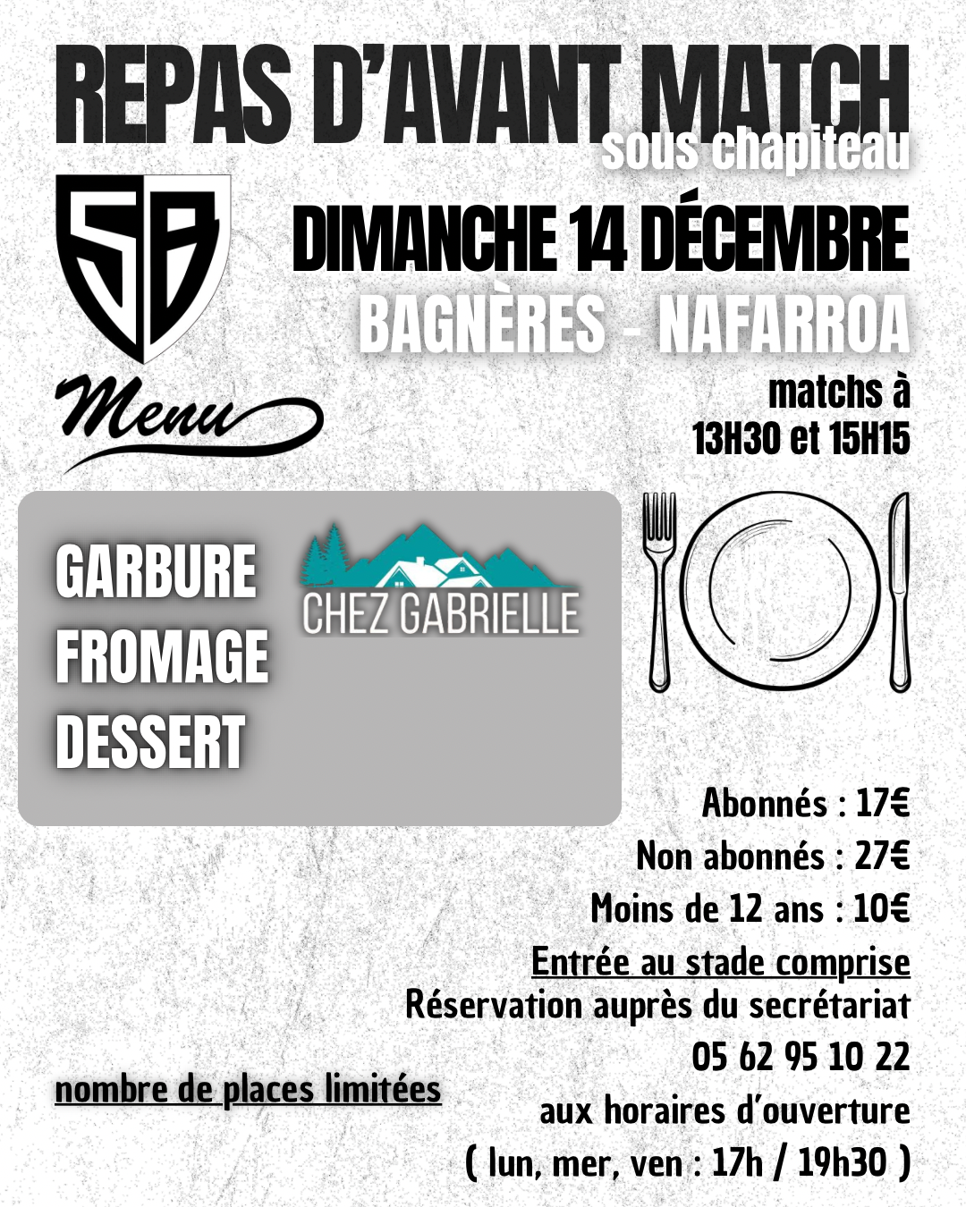 InscriptionRepasProchainMatchBagneres